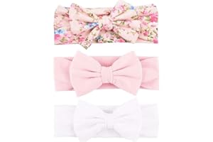 Yueshop MultiWare 3pcs Baby Headband Cotton Elastic Newborn Print Floral Hair Band Bow-knot