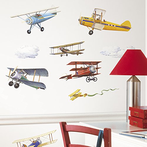 RoomMates Repositionable Childrens Wall Stickers Vintage Planes
