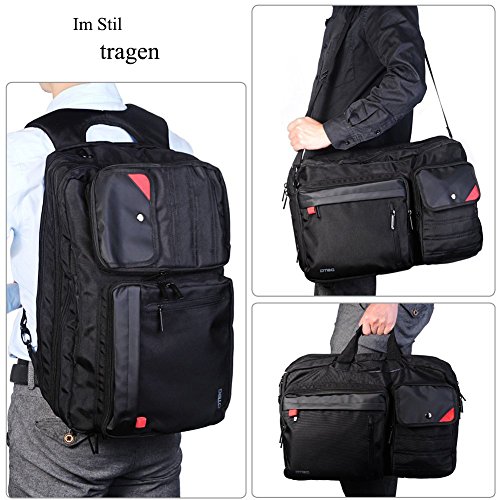 DTBG Nylon mehrzweck Businesstasche mehrfachfach Reise Rucksack geräumig Laptop Tasche Messenger Bag Aktentasche Computer Schultertasche Wanderntasche Daypack für 17,3 Zoll Laptop/Macbook/Tablet, Schwarz - 7