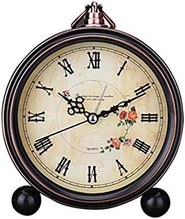 Sincek 5 inch Beautiful Butterfly Pattern Alarm Clock Desktop Clock Table Clocks Retro Vintage Home Decoration Desk Clock Silent Quartz European style Wall Clock