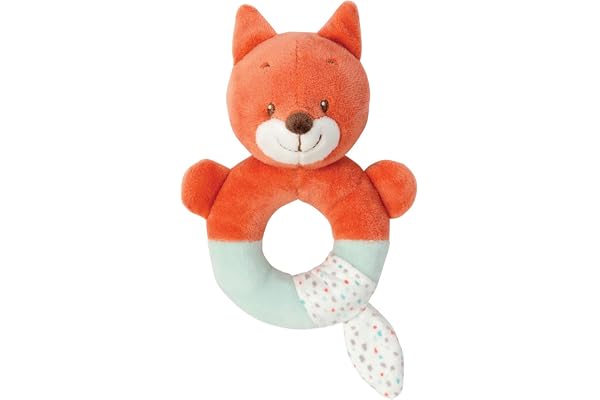 Nattou Hochet en Peluche Oscar le Renard, 9 x 7 x 14 cm, Fanny et Oscar, Orange