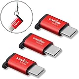 [ 3 Pack ] Metal USB C Adapter ,TriLink Type C Adapter,USB C to Micro USB Adapter for Samsung S8, LG G6, Nexus 6P, OnePlus 2 and More (Red)