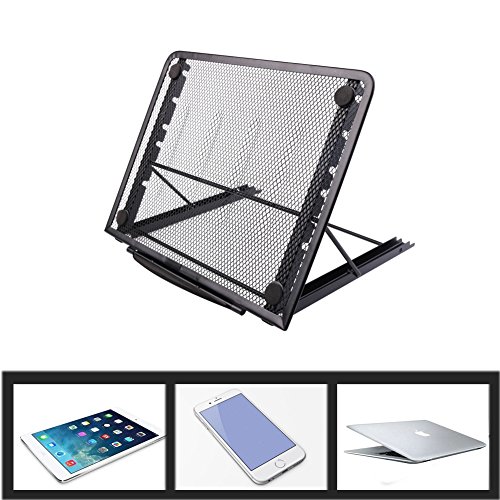 Laptop Ständer Notebookständer Belüftet Verstellbar Faltbarer Metall Ineinander Notebook Standplatz, 24x19CM für Laptop Notebook Pad Phone Tablets-Novata