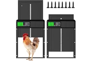 CLIUNT 2025 Newest Automatic Chicken Coop Door with Timer & Manual Mode, Waterproof Electric Chicken Coop, Anti-Pinch Aluminum Alloy, Large Programmable LCD Screen, Low Battery Warning