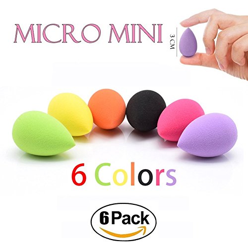 Dolovemk | 6PCS PRO Makeup Sponges, MICRO MINI Beauty Egg Blenders | Height:30mm | Expand When Get Wet (NON-Latex) (6 Colors)