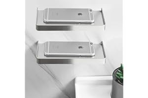 Biutimarden Mensola per Doccia Senza Foratura SUS 304 Acciaio Inox Autoadesivo Montaggio a parete Mensole Bagno Durevole Bagno Organizzatore Accessori(Spazzolato,Confezione da 2)