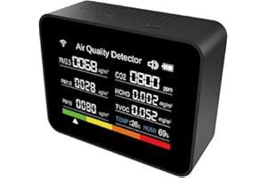 LVIFLOAE 13 In 1 Tuya Intelligent Air Quality Monitor Indoor, tragbarer CO2 -Detektor, unterstützen Sie die Remote -App -Steueralarmfunktion mit dem WLAN -Luftqualitätstester für Home (Schwarz)