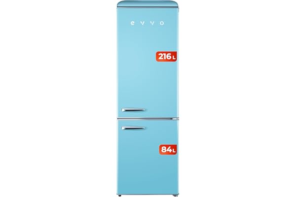EVVO Frigorifico Retro Combi (Azul Pastel, 300 Litros)