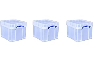 REALLY USEFUL BOX Really Useful Boîte de Rangement XL de 35 litres, Transparent, Lot de 3