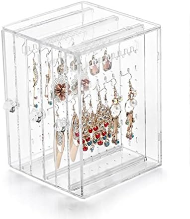 Acrylic Jewelry Box Organizer for Earrings Ear Studs Showcase Storage Horizontal Sliding Door Type , white