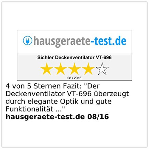 Sichler Haushaltsgeräte Deckenventilator VT-696 mit Holzflügeln und Beleuchtung, Ø 105 cm - 6