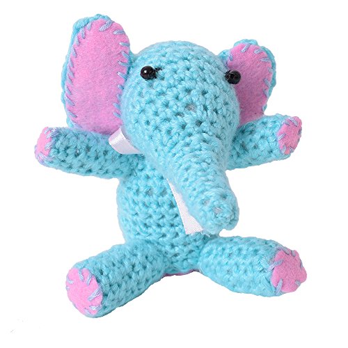 2 Stück DIY Mini Häkelset Bastelset Häkeltier Maus Elefant zum Selber Häkeln und Verschenken 10 cm rosa - 2