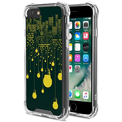 MoKo Funda para iPhone 7 - Avanzado Ultra Delgado TPU de Parachoques Flexible Gel Shock Anti-ara  azos Back Cover con Cool Pattern para Apple iPhone 7 4 7 Pulgadas  2016   Noche de la Ciudad