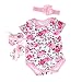 JACKY 3pcs Floral Romper Bodysuit+headband+Shoes Sets Clothes (Small)