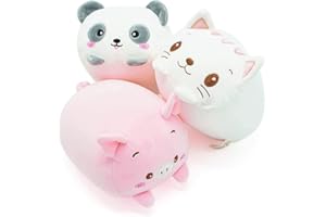 3 Oreiller en Peluche Chat Panda Cochon, Coussin Poupée Chat Mignon, Jouet d'anime Doux Cartoon, Traversin Oreiller de Canapé-lit Sommeil, Décoration Créative, Cadeau pour Enfant Bébé Fille Garçon