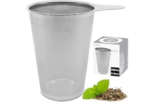 amapodo Filtre à thé pour thé en vrac - Filtre en acier inoxydable Filtre tamis grand et fin, Filtre permanent à thé avec poignée pour Théière, Tasse