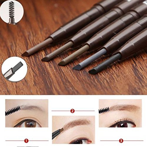 Trillycoler Automatisch Wasserdicht Gedrehte Make Up Stift Eyeline Augenbrauenstift + Pinsel (Licht Kaffee 3#) - 6