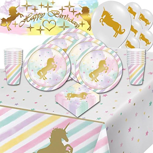Magical Unicorn Sparkle Deluxe Party Pack For 16 With Banner And Balloons