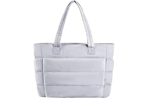 VNDUIFH Puffer Travel Tote,Lightweight Puffy Tote Bag, Puffer Tote Bag With Compartments,Versatile Tote, Quilted Tote Bag