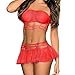 Produktbild ABsoar Lingeries Damen Sexy Lace Nachtwäsche Dessous Mesh Versuchung BH Unterwäsche Set Lingerie Damen Sexy Babydoll Spitze Nachtwäsche Unterwäsche für Frauen (Medium, Rot)