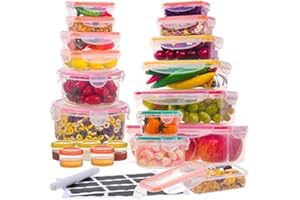 ROCKBERRY 38 Pcs Large Food storage containers with lids airtight-2500ML to Sauces Box - (19 Containers, 19 Lids), Stackable Kitchen BPAFree Leak Proof Plastic Bowls Sets -Microwave Freezer Safe Lunch Boxes