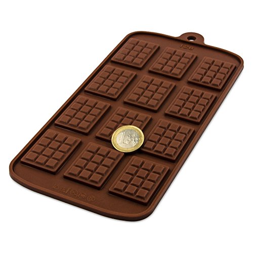 Silikonform mit Schokotafeln für Schokolade, Pralinen, Eiswürfel, Süßigkeiten, Party, Dekoration, Kinder – Geburtstag, Geschenk – Idee, backen, Farbe: Braun - 3