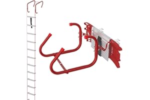 ‎AUFUN Aufun Feuerfeste Rettungsleiter, Rot Fluchtleiter Strickleiter Notleiter Mehrzweckleiter Notfallsicherheit Tragbar Klettern Rettung Seilleiter für Fenster und Balkon, bis 450 kg (4.5 M / 12 Sprossen)