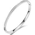 Shining Diva Fashion 18K Gold Plated Stainless Steel Openable Crystal Bracelet | Cuff Bangle | Friendship Couple Wedding Gifts for Mother Sister Wife Girlfriend | Anti Tarnish Jewellery