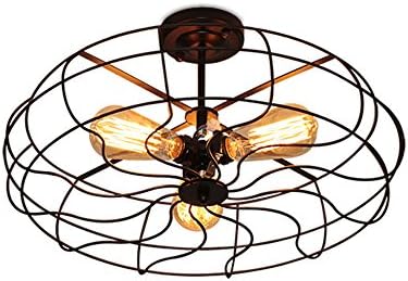 CACH Ceiling light Vintage retro fan light black metal American chandelier ceiling lights for the cafe restaurant lighting decorative lights E27 Semi-Flush Mount [energy class A + +] ( Color : 30CM 3 light bulb )