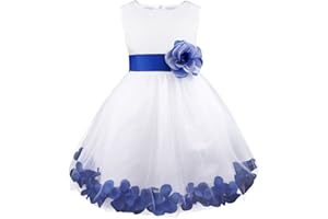 Freebily Bébés Filles Enfants Robe Demoiselle d'honneur Floral Tulle Robe Soirée Mariage Cérémonie Baptême Robe sans Manches avec Noeuds Papillon 2-14 Ans