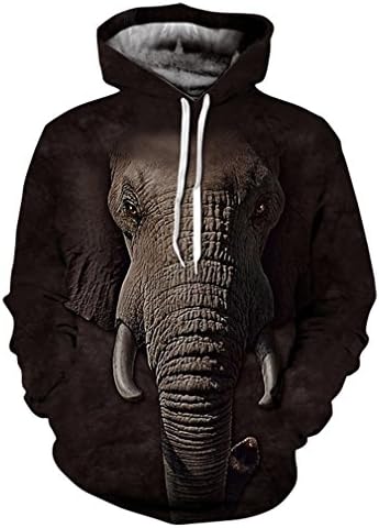 FeN Men's Jumpers Unisex Realistic 3D Prints Breathable Hooded Sweatshirt Fashion Digital Printing Tops (Color : 1, Size : L)
