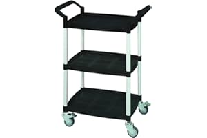 T-EQUIP Kunststoffwagen SKMW-430-S, 3 Etagen, LxBxH: 65,5 x 37 x 90 cm, Tragfähigkeit: 100 kg, Transportwagen, Schiebewagen, Handwagen, Etagenwagen, Trolley, Schwarz