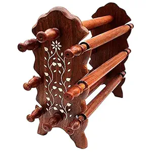Jtku handicraft Wooden Bangle Stand, Bangle Organizer with 6 Rod, Bangle Holder - Gift Items Size - LxBxH - 13x5x10 Inches
