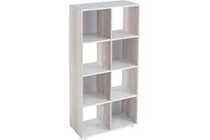 LOLAhome Estantería Cubo de 8 Huecos Color Blanco y Madera de 60x120 cm