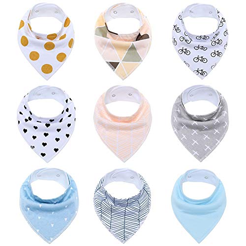 CITÉTOILE Bavoirs Bandana Bébé -Bavoirs d'allaitement en coton super absorbant Ensemble cadeau pour bébé mignon pour bavoirs pour nouveau-nés (paquet de 9) B