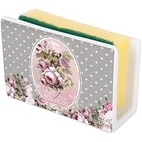 Soporte para estropajo esponja plana cerámica – Mille Roses de París retro vintage diseño Orval Creations