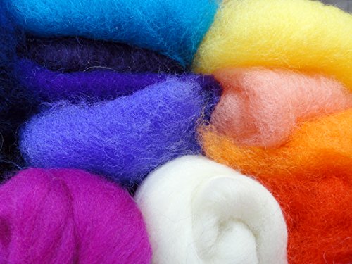 Filzwolle Vlies in bunten Fetzen – 25 Farben, insgesamt ca. 100 Gramm plus 2 Knäuel Merino Filzwolle - 5