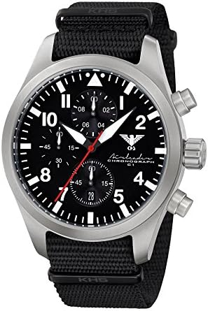 Airleader Steel Chronograph KHS Airsc. NB KHS Tactical Watch, Wrist Watch, Aviator Watch, Nato Band Black Stainless Steel