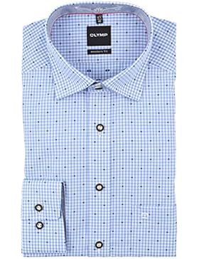 Olymp Herren Trachtenhemd Modern Fit hellblau / weiß kariert 1904 64 11