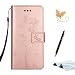 Produktbild iPhone 7 Hülle,iPhone 8 Ledertasche, TOUCASA Premium PU Leder Flip Wallet [Kartensteckplätzen] Schmetterling und Baum Design mit Full Body Schutzmaßnahmen Klassische Magnetverschluss Schlanke Folio Book Style Standfunktion Shell Case für iPhone 7/iPhone 8 + Gratis Touch Stylus Pen & Staubstecker-Rose Gold