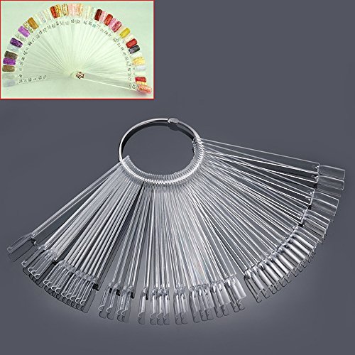 Mofun® 50X Nail Art Tips Colour Pop Sticks Display Fan Practice starter ring Clear