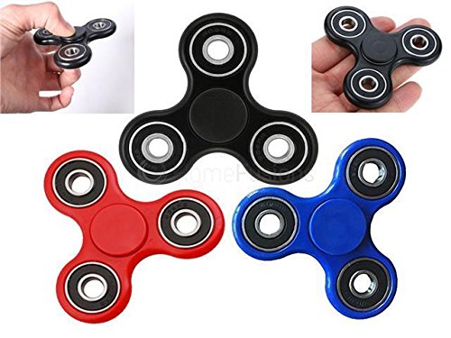 LIVIVO  TRI FIDGET FINGER SPINNER FIDGET HAND TOY EDC POCKET DESK FOCUS ADHD ANXIETY STRESS REDUCER AUSTISM UK (Red)