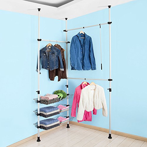 SoBuy® Teleskop Garderoben System, Kleideraufbewahrungssystem, Regalsystem, FRG35 - 4