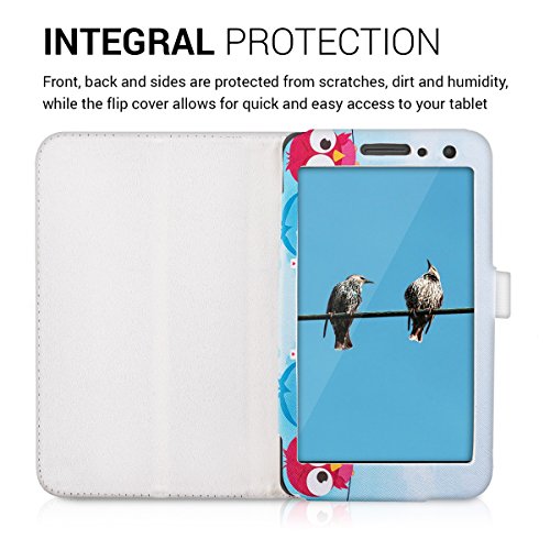 kwmobile Hülle für Huawei MediaPad T1 7.0 / Honor Play Tablet T1 – Tabletcover Slim Case Tablet Schutzhülle – Smart Cover Tabletcase Vögel Comic Design Blau Rot Hellblau - 4