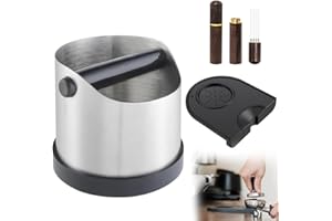 Lotvic Coffee Knock Box, 700ML Stainless Steel Coffee Grounds Knock Box with Tamping Mat and Espresso Distribution Tool, Non-Slip and Shock-Absorbent Coffee Knock Box with Removable Knock Bar (3 Pcs)