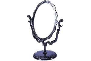 Lurrose 1pc Swivel Tabletop Mirror Embossed Plastic Frame Vintage Dressing Mirror for Dressing Table Bedroom