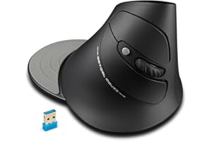 TKMARS Mouse da gioco verticale senza fili, design ergonomico con cuscinetto da polso rimovibile, mouse wireless 2.4G contro braccio del mouse, 3 DPI regolabili 6 tasti mouse ottico wireless Verticale