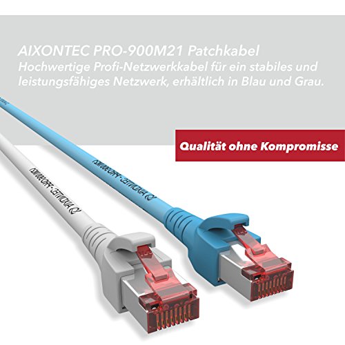 AIXONTEC® 8m CAT.7 LAN – Netzwerkkabel Blau | Ethernet 10 Gigabit Profi-Patchkabel | Leoni Cat7 Megaline F6-90 s f flex | 2 X Hirose TM21/ TM 21 RJ45 -Netzwerkstecker | kompatibel zu CAT.5e / CAT.6 / CAT Kabel KAT Kabel CAT 7 | Switch/Router/Modem/Patchpannel/Access Point/Patchfelder - 5