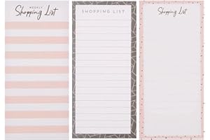 BARGAIN GATEWAY Slim Magnetic 80-Page Shopping Note List Pad, Assorted Designs X1