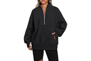 Famulily Women Half Zip Long Sleeve Pullover Sweatshirts Solid Relaxed Fit Winter Fleece Hoodies with Pocket S-XL